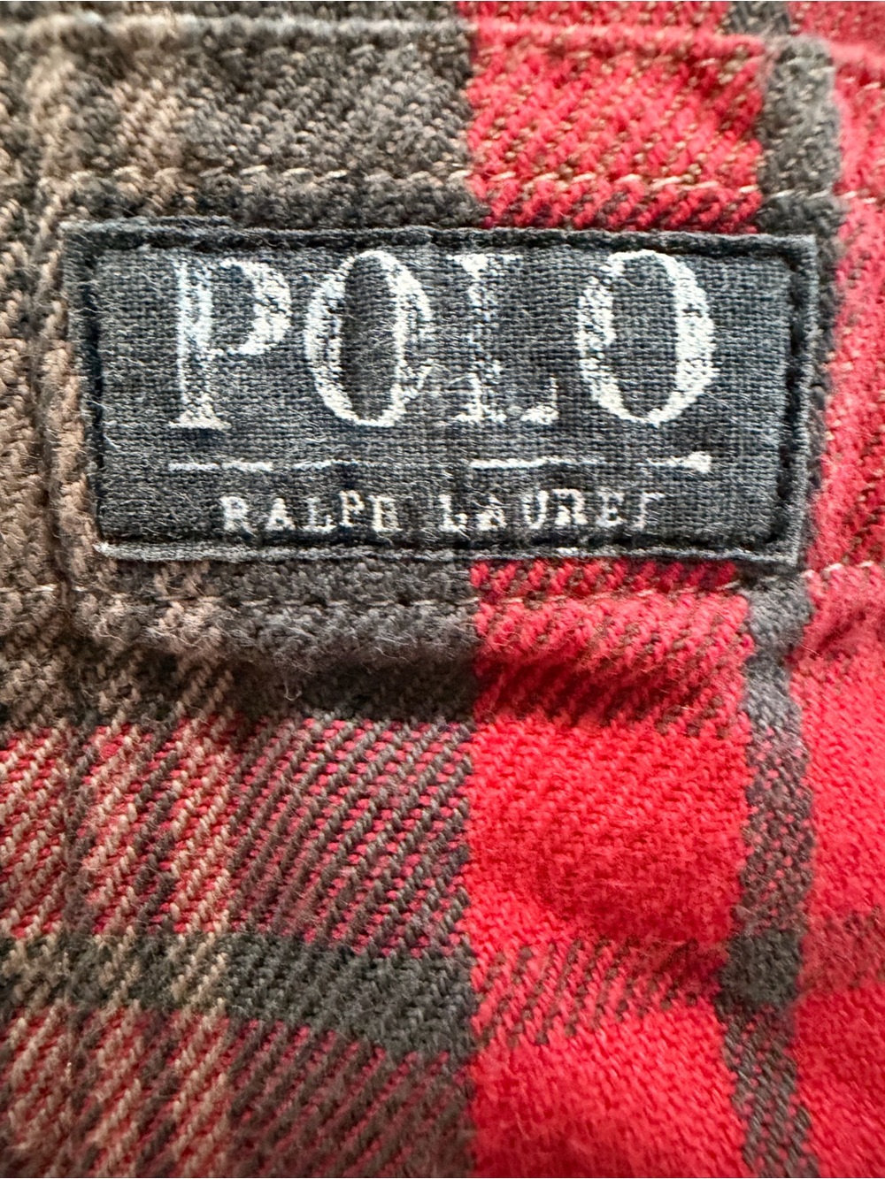 Polo by Ralph Lauren Red and Black Plaid Button-Down Flannel Shirt Sz M 10-12